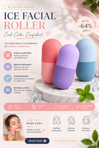 Premium Silicone Ice Facial Roller for Face & Eye Puffiness Relief | Ice Contour Cube Skin Care Tool