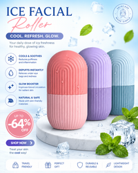 Premium Silicone Ice Facial Roller for Face & Eye Puffiness Relief | Ice Contour Cube Skin Care Tool