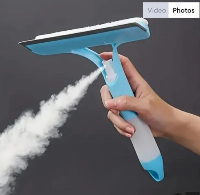 Option 1: 3-in-1 Window Cleaner Squeegee with Built-in Spray Bottle & Microfiber Scrubber | Multipurpose Glass Cleaning Tool