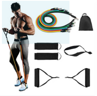11-Pcs Premium Resistance Bands Set | Portable Home Gym Workout Tubes with Handles & Door Anchor