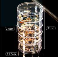 5-layer Rotating Acrylic Jewelry Organizer Box | 360° Clear Storage Case for Earrings, Rings & Necklaces