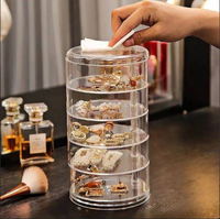 5-layer Rotating Acrylic Jewelry Organizer Box | 360° Clear Storage Case for Earrings, Rings & Necklaces