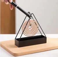 Premium Iron Mosquito Coil Holder | Triangle Vintage Insect Repellent Coil Stand with Ash Catcher